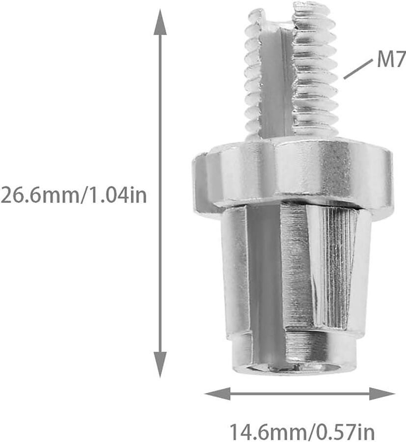 SnelShoppen 4 Stuks M7 7mm Remhevel Afstelling Regulator Schroeven voor Fietsen MTB Racefietsen Aluminium Legering Zilver M7x26.6x14.6mm Lich