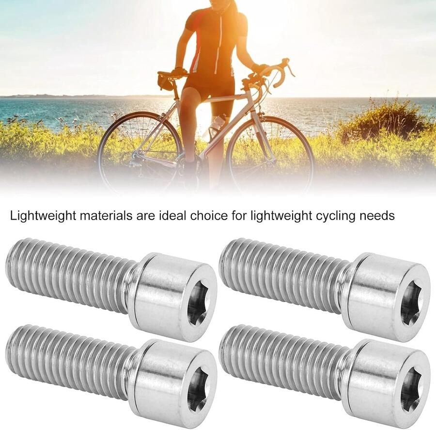 SnelShoppen 4Stuks M7x20mm Fiets Stem Bouten Conische Kop Bout Schrauben Binnen Hex Schroeven Titanium Legering voor Racefiets