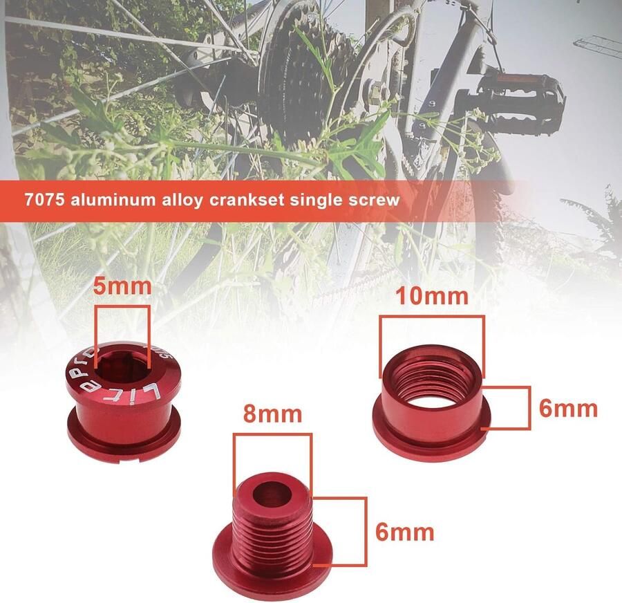 SnelShoppen 5-delige Zwarte Rode M8 Enkel Chainring Bouten Kit 7075 Aluminium Fiets Kettingwiel Bouten & Moeren Voor Mountainbike Racefiets BMX M