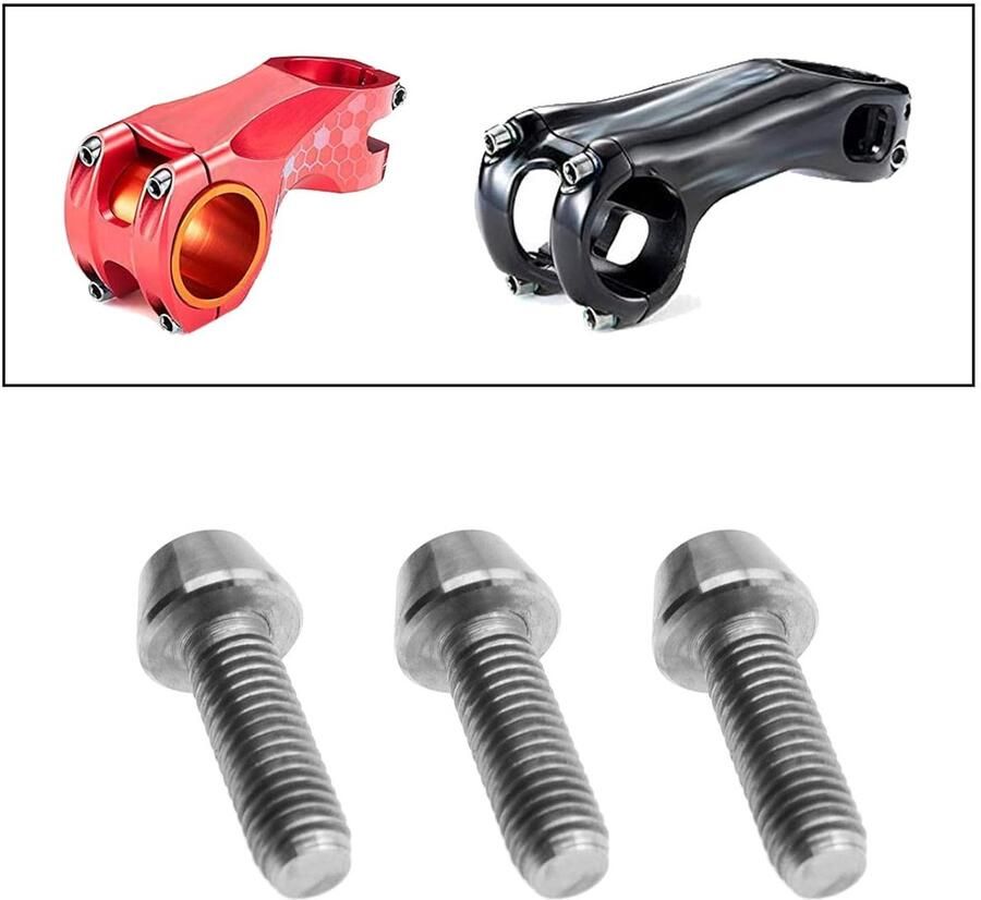 SnelShoppen 6Pcs M5x15mm Titanium Bouten met Zeskantkop Verstevigde Kop Ti-6Al-4V Titanium Legering Fiets Stuur Onderdelen voor Mountainbike Zil