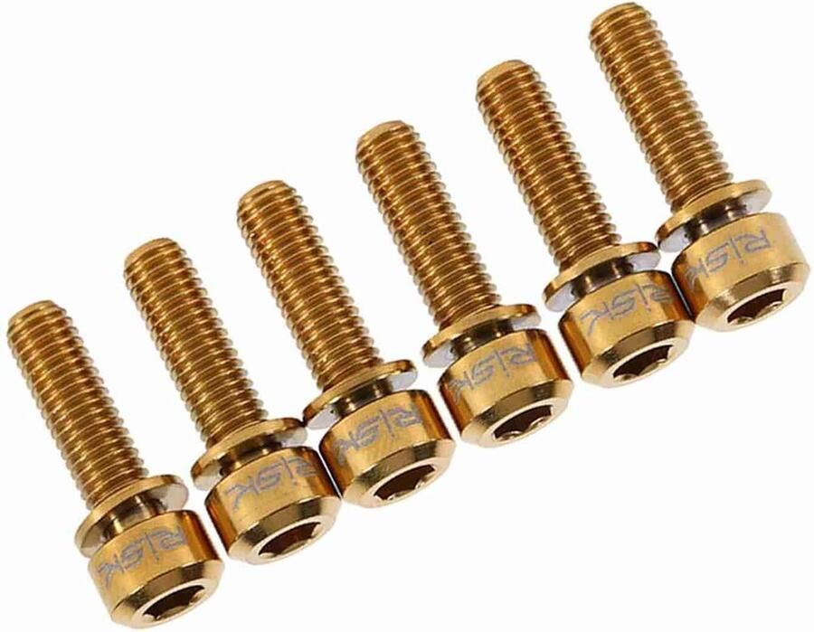 SnelShoppen Demeras Fietsshaft met Wasringen voor Mountainbike 6 Stuks Titanium Legering M5 x 18 mm Lichtgewicht Corrosiebestendig Eenvoudige
