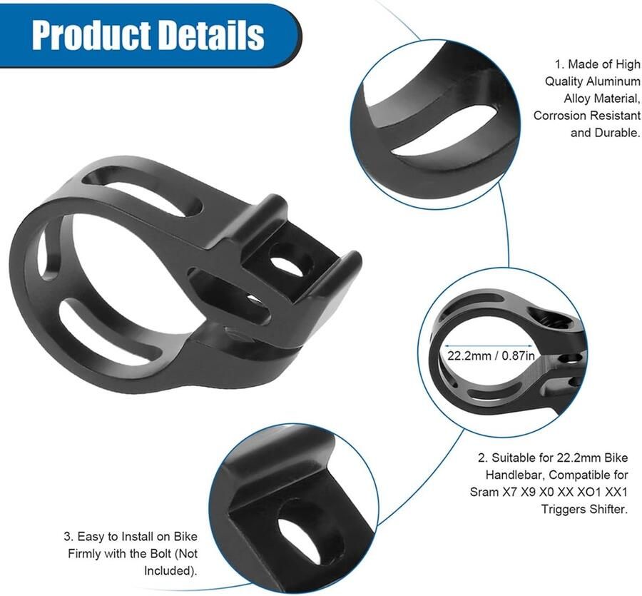 SnelShoppen Fiets Versnellingsklem Duurzame Aluminium Legering 22.2mm Trigger Klem voor Elektronische Schakelaars Geschikt voor Mountainbike en St