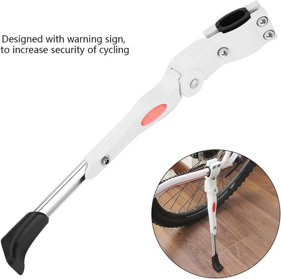 SnelShoppen Fietskickstand Wit Aluminium Legering MTB Achterstand Geschikt voor 20 24 26 Inch Band Mountainbike Wegfiets Vouwfiets