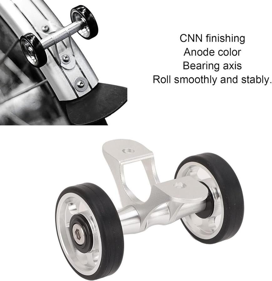 SnelShoppen Fietsmodderbeschermer Easywheel Vervanging Dubbele Wiel Modderbeschermer Rollers Wielen voor Brompton Vouwfiets (Zilver)