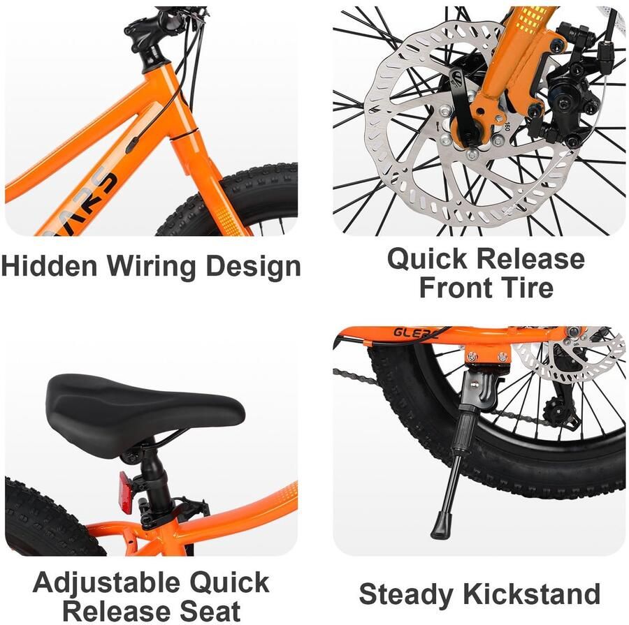 SnelShoppen Glerc 20 Inch Kinderfiets Dikke Banden Mountainbike voor Kinderen 6-12 Jaar 6 Versnellingen Shi o Aandrijving Duale Schijfrem O