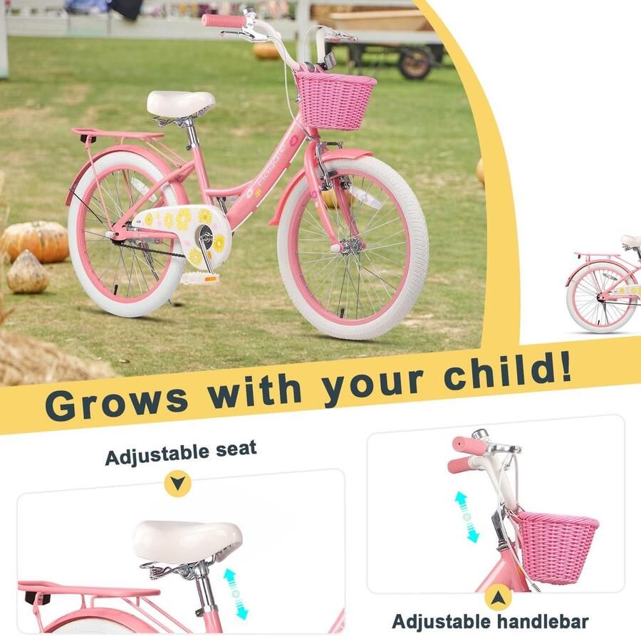 SnelShoppen Glerc Kinderfietsen BGG1012YD20S-pw Lichtgewicht Kinderfiets 20 Inch Robuust Staal Groene Kleur Voor en Ideaal
