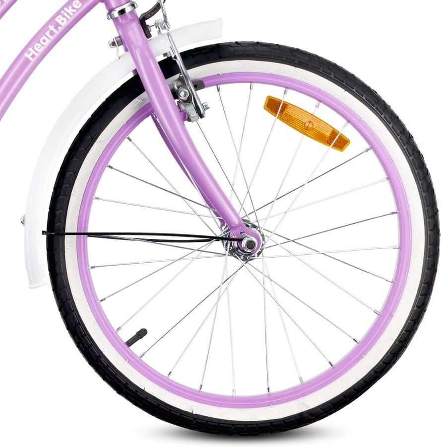 SnelShoppen Heart Bike Fiets Meisje 6-10 Jaar 20 Inch Kinderfiets V-Rem Verstelbaar Tandheugel Violet Geen Versnellingen Perfect voor Avonture