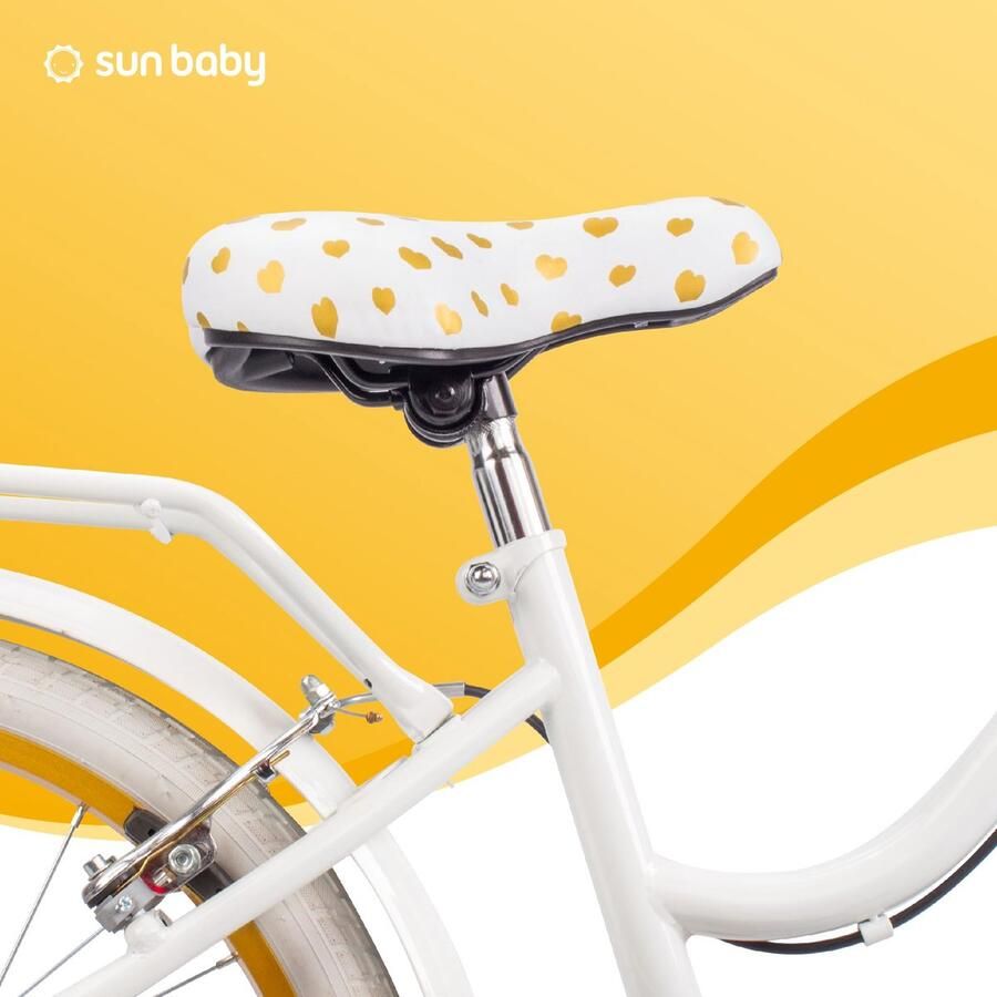 SnelShoppen Heart Bike Kinderfiets 20 inch voor Meisjes van 6 tot 10 Jaar 6 Versnellingen Shimano Hoogte Verstelbaar Wit Goud Fiets voor Avo