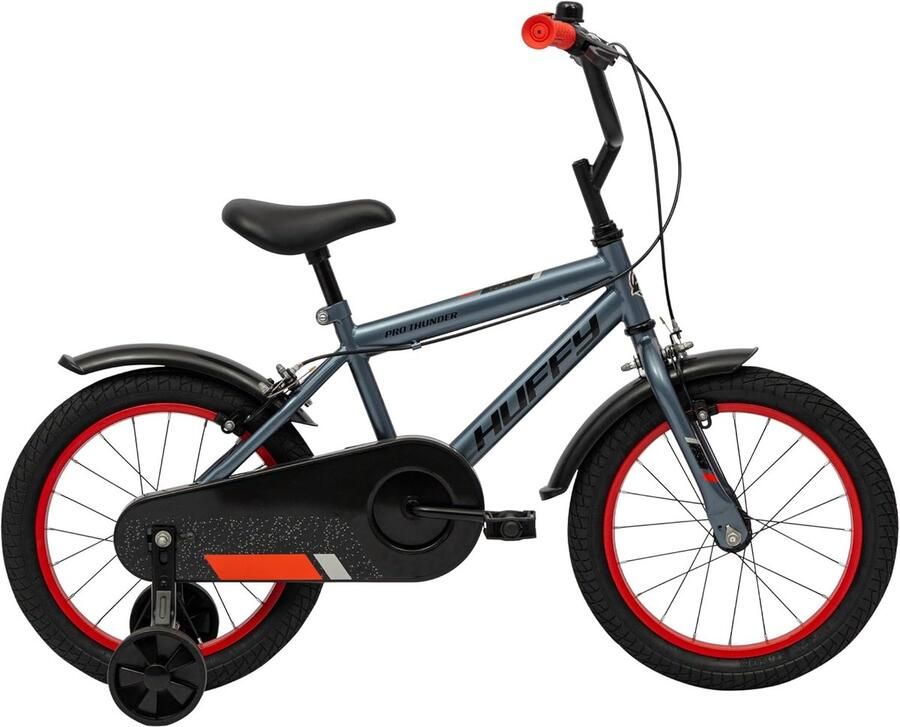 SnelShoppen Huffy Pro Thunder 16 inch Kinderfiets Grijs voor Kinderen van 5-7 Jaar Spelenderwijs Fietsen Robuust en Veilig Perfect voor Buitenact