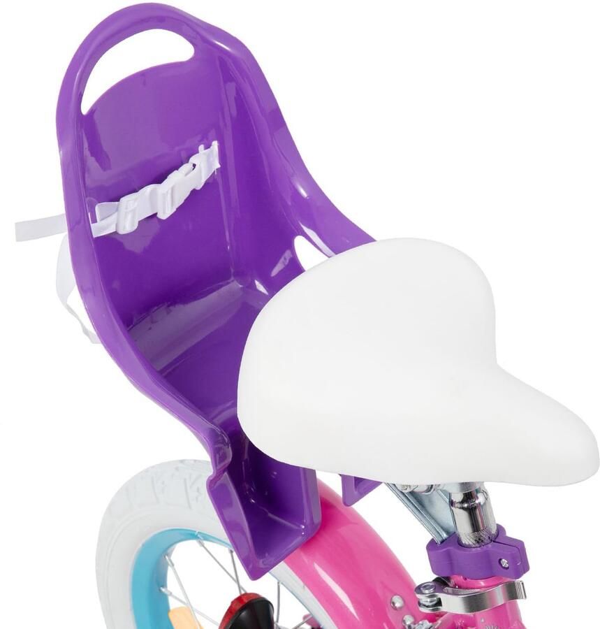 SnelShoppen JOYSTAR Daisy 12 inch Kinderfiets Meisjes Paars met Poppenzitje Bike Streamers en Stabilizers voor 2-4 Jaar Perfect voor Buiten Spe