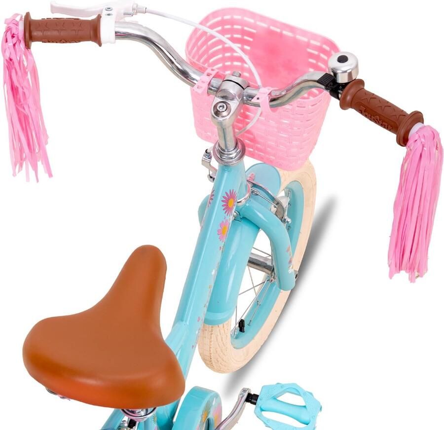 Kinderfiets 14 inch prinsessenfiets met steunwielen blauw ideaal voor peuters ShopVlot