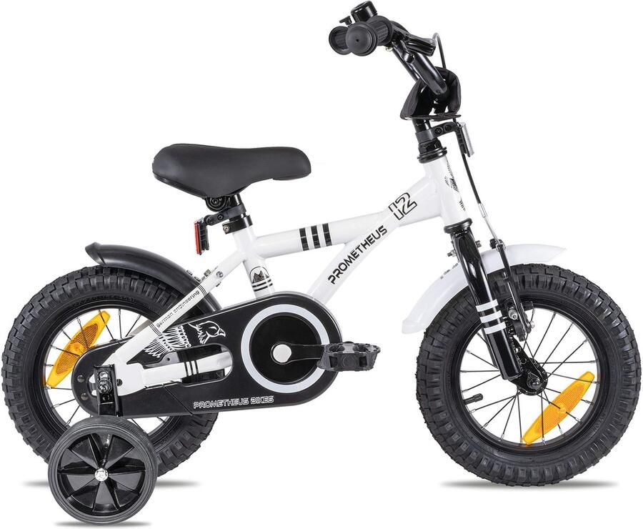 SnelShoppen Kinderfiets 12 Inch Fiets 3 Jaar met Zijwieltjes Terugtraprem Wit BMX Veilig en Stoer voor Buitenavonturen