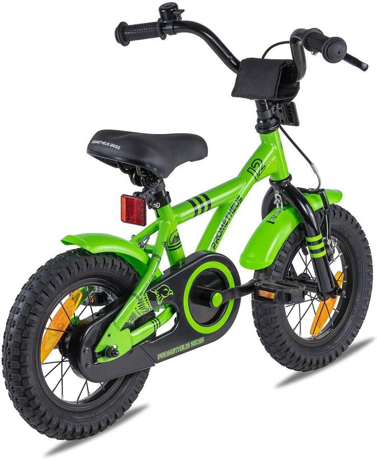 SnelShoppen Kinderfiets 12 inch Groen BMX Fiets voor en met Zijwieltjes en Terugtraprem Perfect voor Kinderen van 3 Jaar