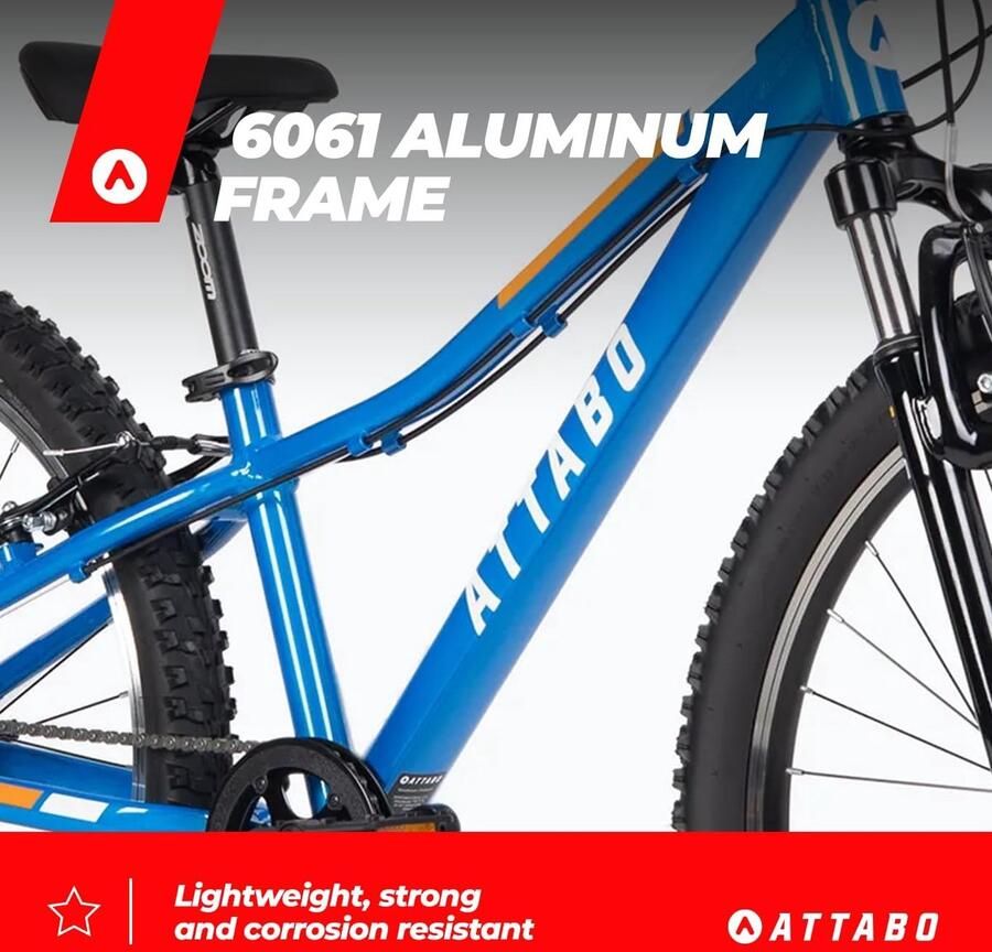 SnelShoppen Kinderfiets MTB JR 12 Inch Aluminium Frame met 24 Inch Wielen Ergonomisch Stuur V-Brake Verstelzadel 8 Versnellingen