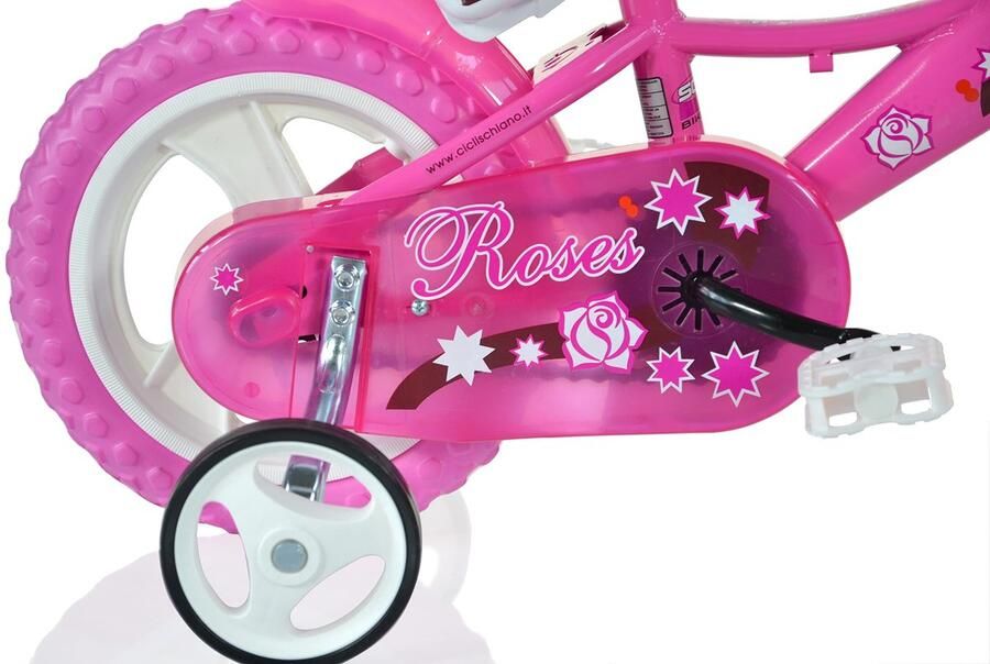 SnelShoppen Roze meisjesfiets 12 inch met schattige bloemen ideaal voor kinderen stevige constructie perfect voor speelplezier en avontuur buiten