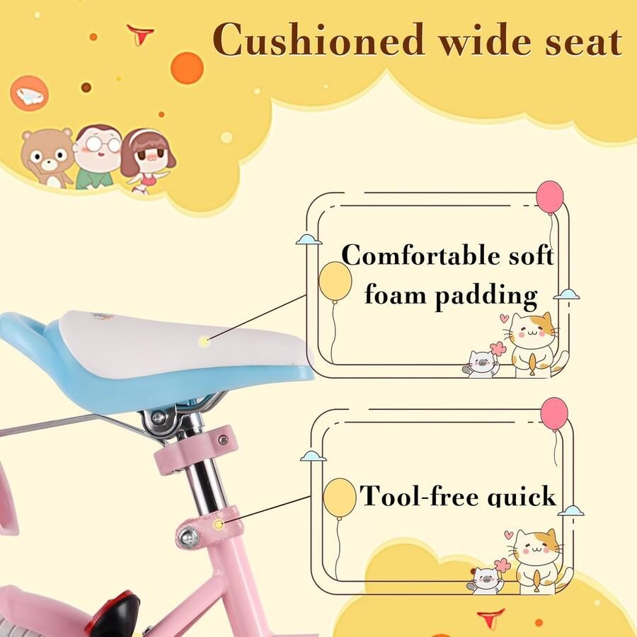 SnelShoppen Roze RULLY Daisy Fiets voor Meisjes 14 Inch Kinderfiets met Wielen en Mand voor Kinderen van 3-5 Jaar Perfect voor Buitenactiviteiten