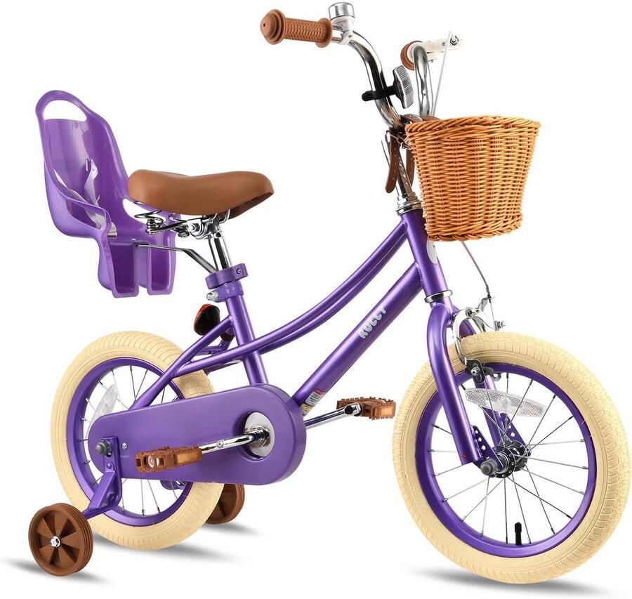 SnelShoppen RULLY Donna Kinderfiets 14 inch voor Meisjes Retrostijl Paars met Mand Perfect voor Kinderen van 3-5 Jaar Kleine Wielen Fiets voor