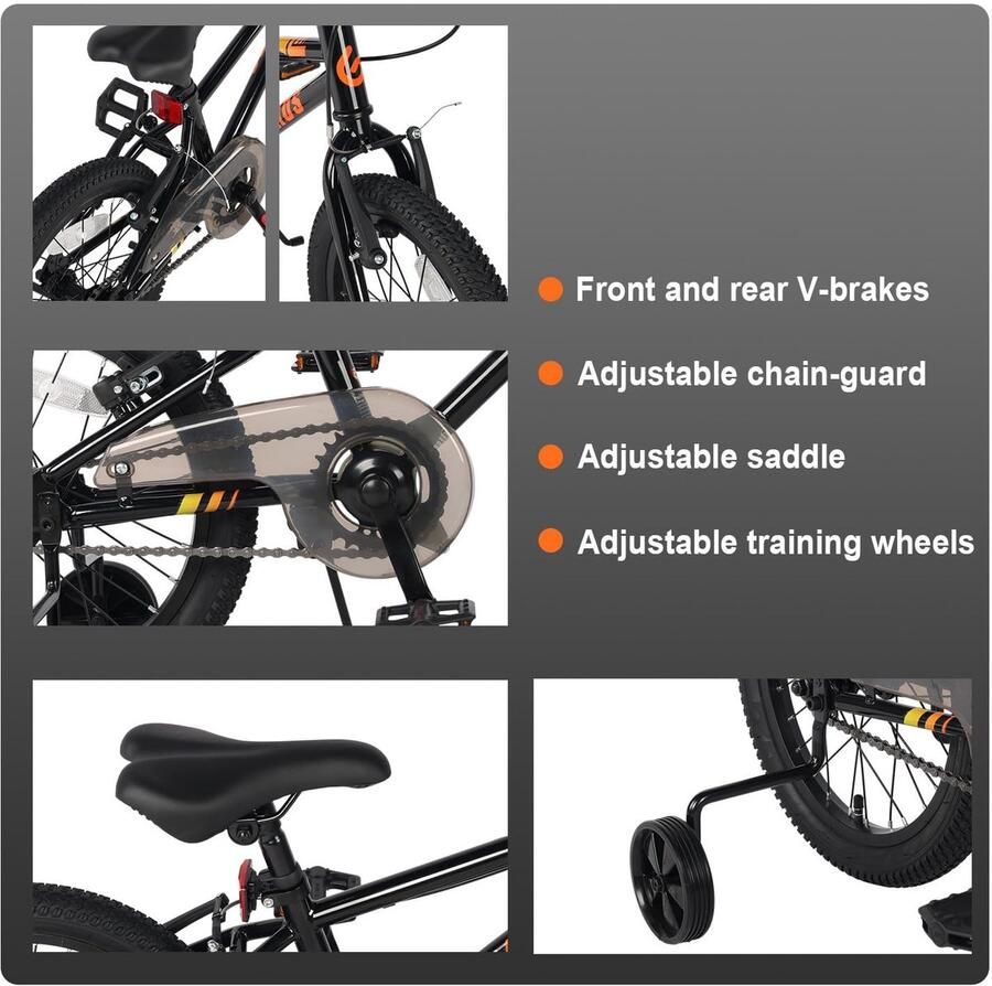 Solidchoice 16 Inch Kinderfiets met Lichtgewicht Ontwerp