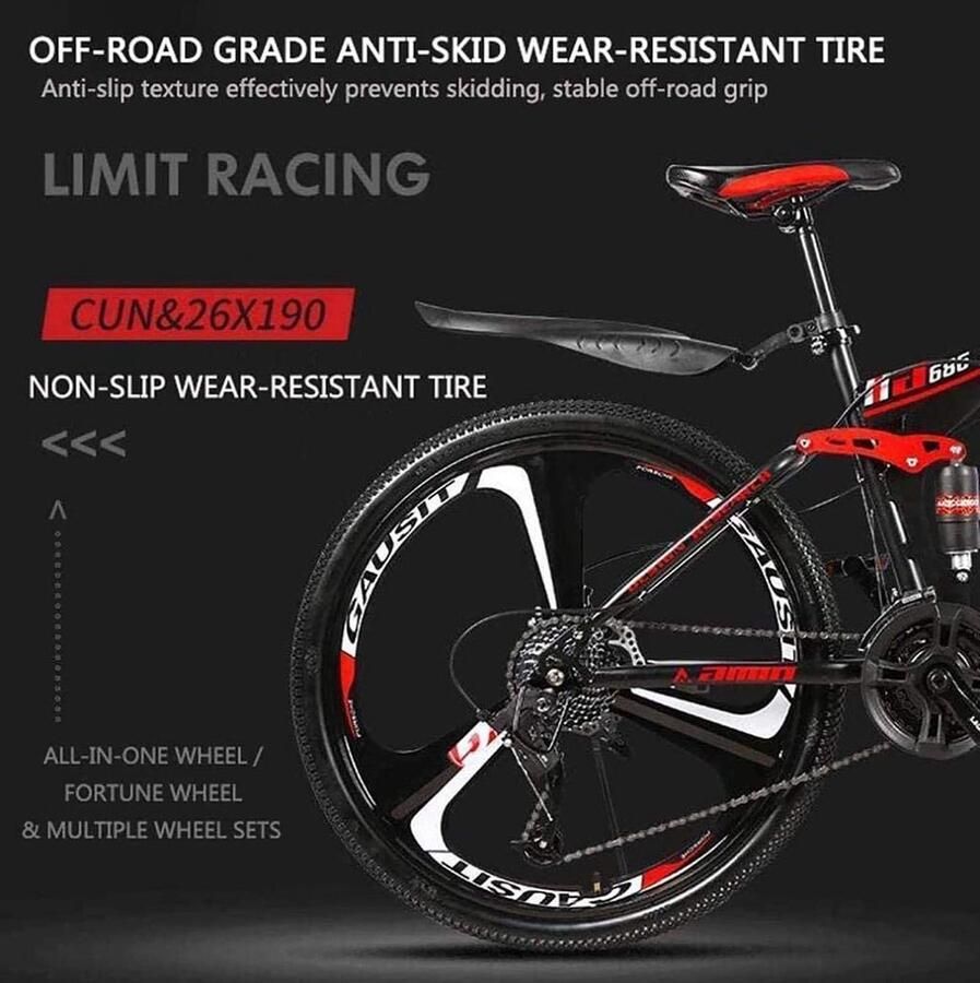 Solidchoice 26 Inch Opvouwbare Mountainbike met Schokabsorptie en 21 Versnellingen