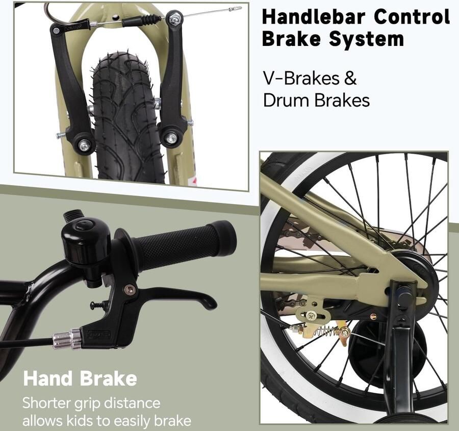Solidchoice BMX-Stijl Kinderfiets 12 Inch met Steunwielen en Handrem