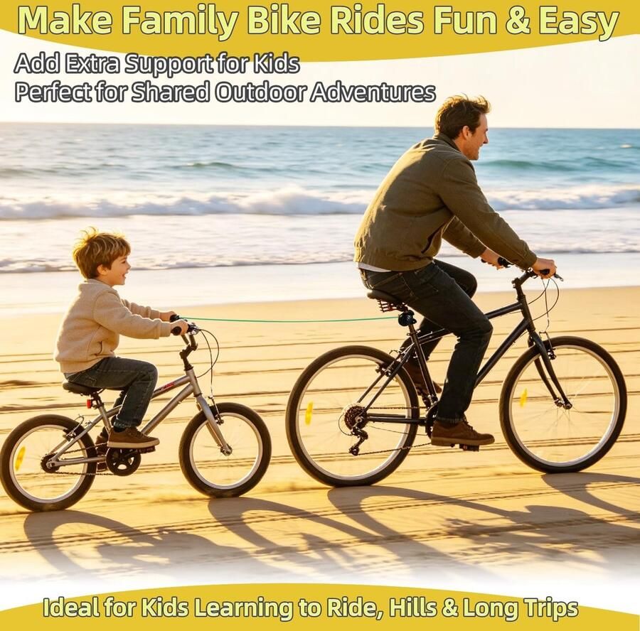 Solidchoice Elastisch Sleeptouw voor Kinderfiets 2 4 m voor Ouder-Kind Fietsen