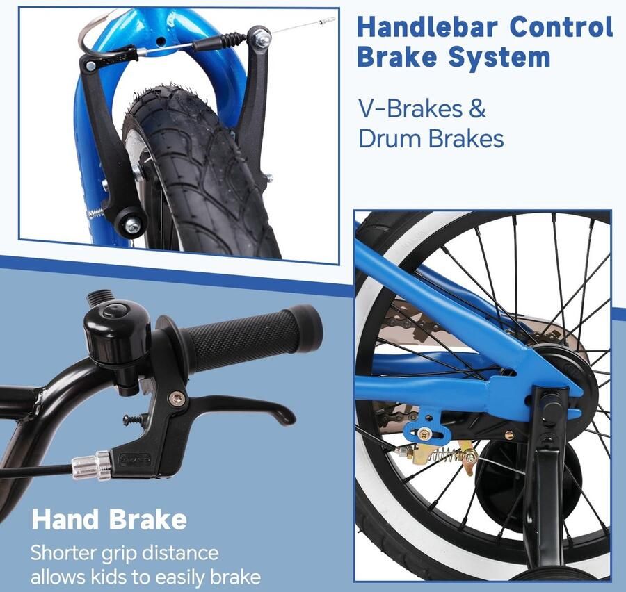 Solidchoice Kinderfiets met Steunwielen en Handrem voor Jongens