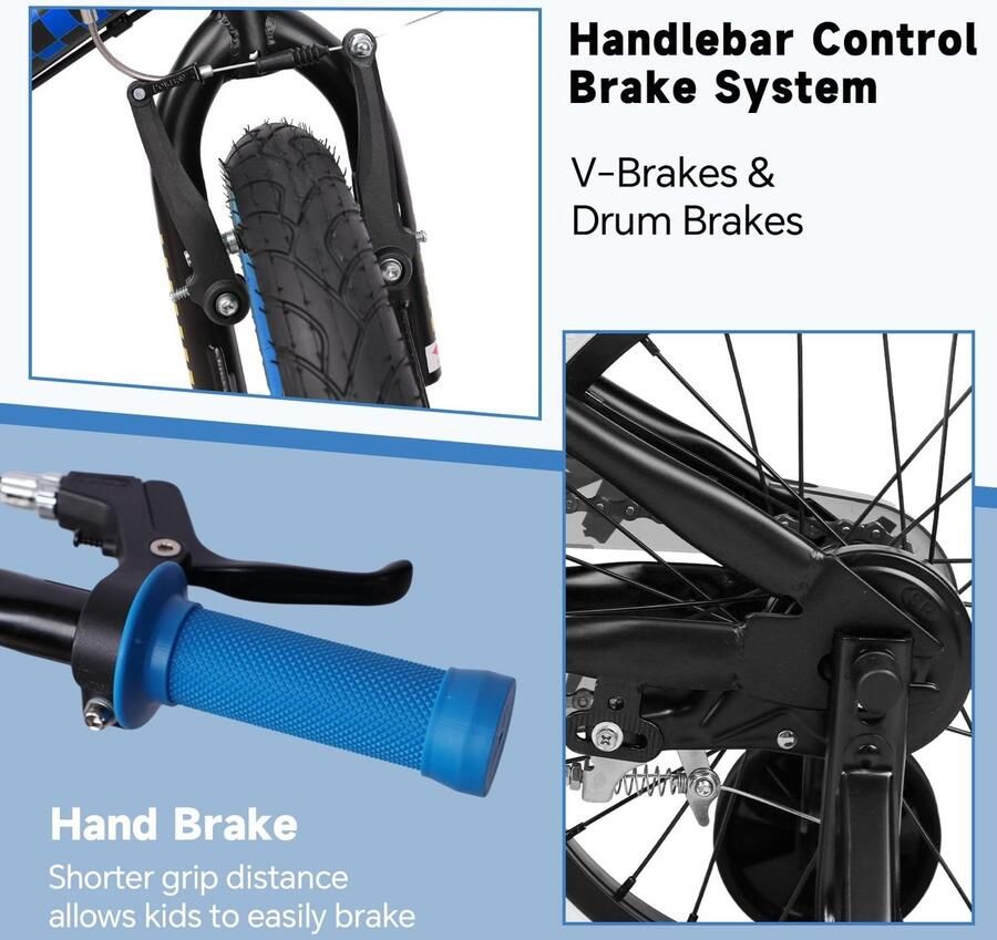 Solidchoice Kinderfiets met Steunwielen en Handremmen voor Jongens