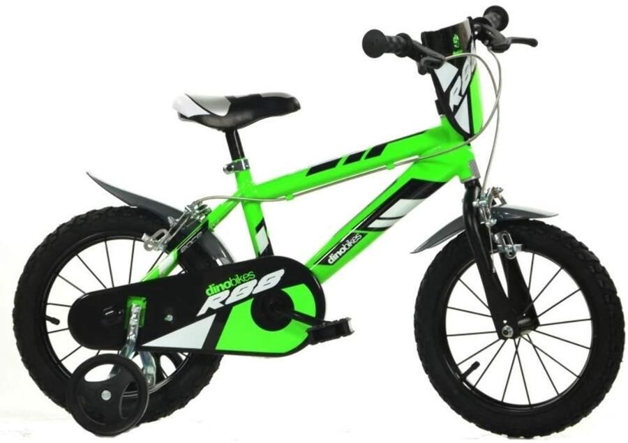 Solidchoice Unisex Kinderfiets 14 Inch met Verstelbaar Zadel en Steunwielen
