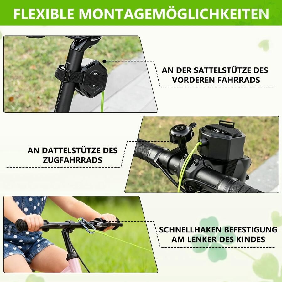 SolidKeus Ouder-Kind Fietskabel voor Kinderfiets 2 3m met Tandem-koppeling