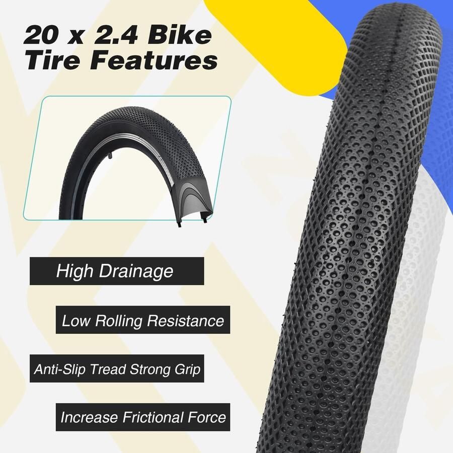 SolidKeus Set van 2 Vouwbare BMX Banden 20 x 2.40 Inch met Binnenbanden