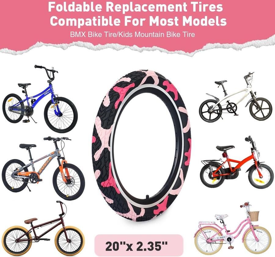 SolidKeus Set van 2 Vouwbare BMX Fietsbanden 20 x 2.35 Inch met Binnenbanden