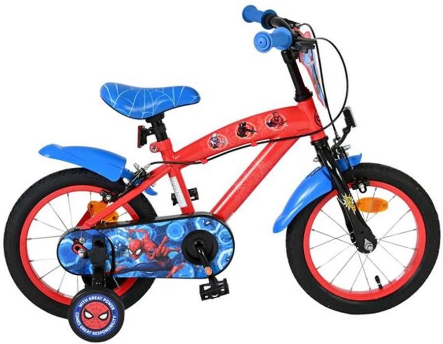 Volare Ultimate Spider-Man Kinderfiets Jongens 14 inch Blauw Rood Twee handremmen - Foto 3