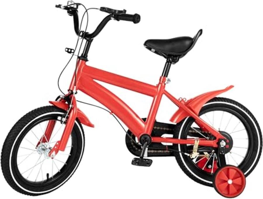 Sportieve Kinderfiets 14 Inch met Steunwielen voor en van 3 tot 6 Jaar