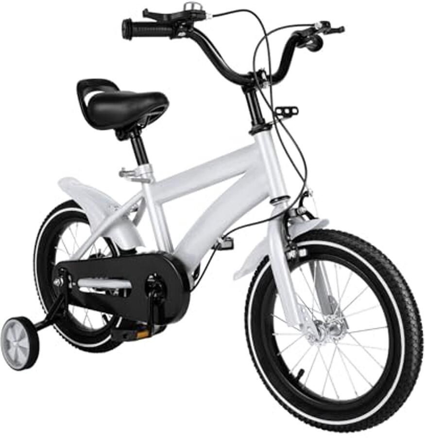 Sportieve Kinderfiets 14 inch met Steunwielen voor en Verstelbaar en Duurzaam