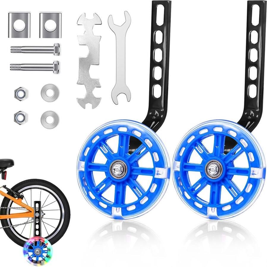 Stabilisatiewielen steunwielen voor kinderfiets Knipperende fietswielen voor kinderen verstelbare en veilige universele steunwielen voor wielen van 30 36 41 46 51 cm (12 14)
