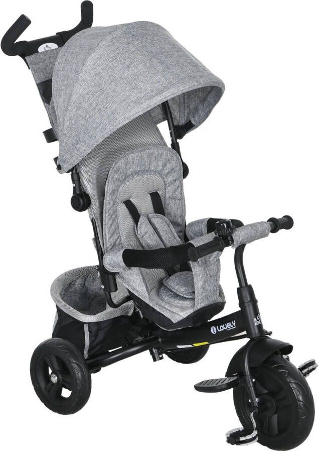 Stemily 6 -in- 1 Driewieler Meegroeiend Gordel Stuurstang Wielbescherming Zonnekap 3 tot 6 jaar tot 25 KG