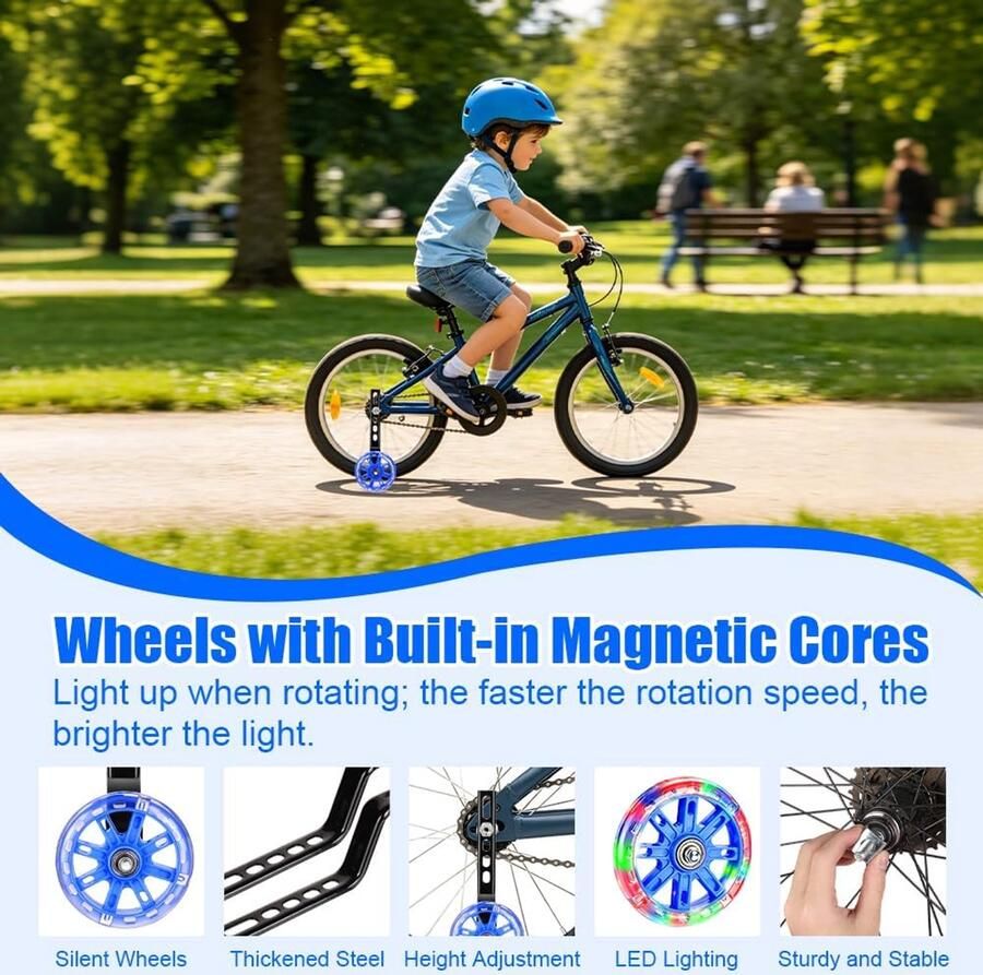 Steunwielen kinderfiets 12-20 inch knipperend en antislip ultrastabiel en veilig voor en m-winkel