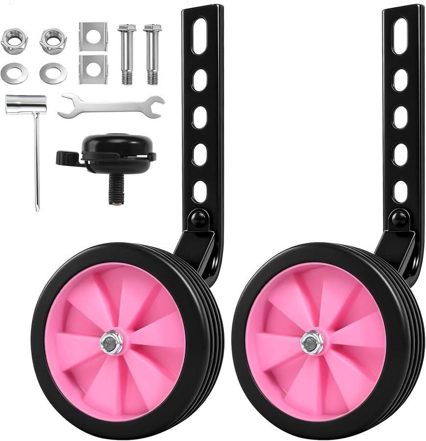 Steunwielen Kinderfiets Hulpwielen Fiets Fietsen Leren 5-Traps Verstelbaar 12-20 inch Roze
