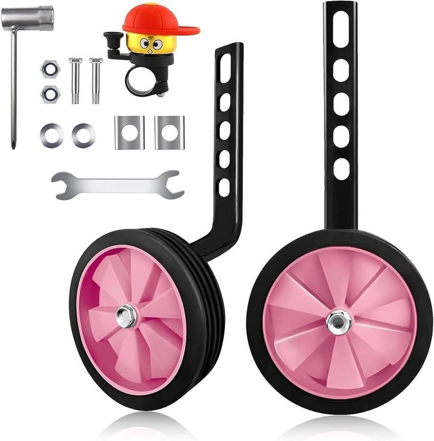 Steunwielen Kinderfiets Hulpwielen Fiets Leren Fietsen Verstelbare Hoogte 8 Inch Velg Roze