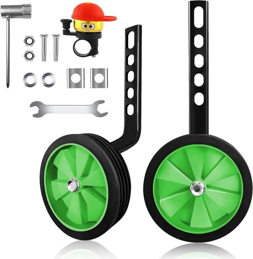 Steunwielen Kinderfiets Hulpwielen Trainingswielen Leren Fietsen Verstelbare Hoogte 8 Inch Velg Groen
