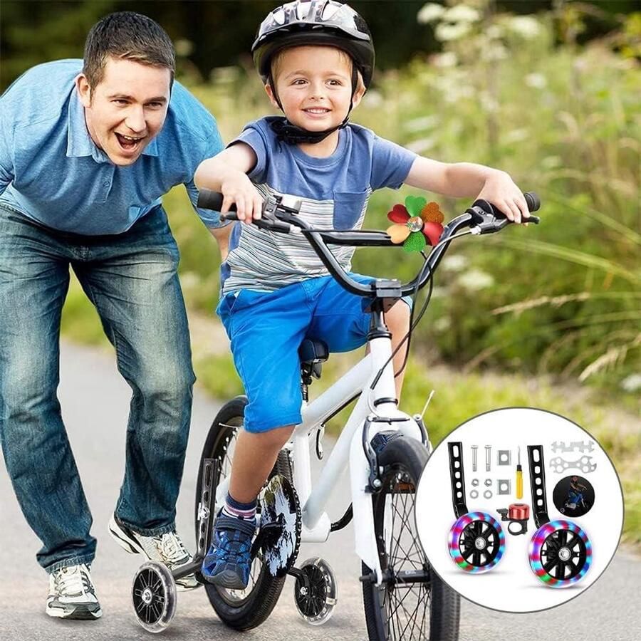 Steunwielen voor kinderfiets Hulpwielen voor volwassenen Fietssteunwielen in het zwart