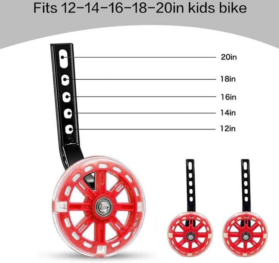 Steunwielen voor kinderfiets Rode hulpwielen voor volwassenen