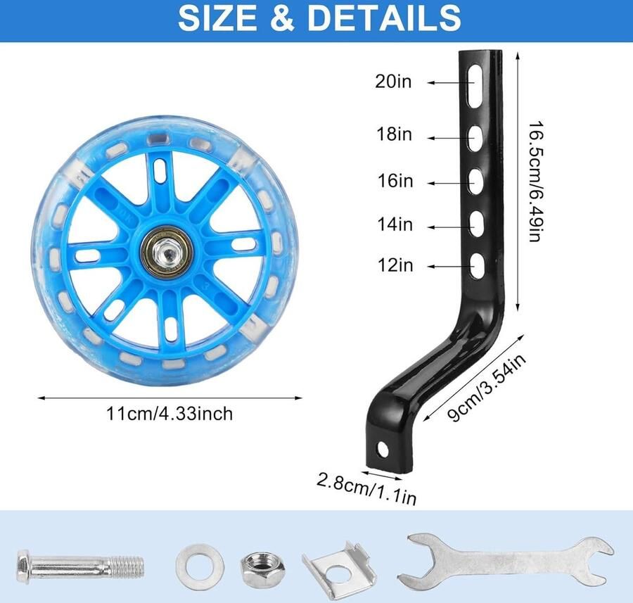 Steunwielen voor kinderfiets Verstelbare fietsstabilisatorkit Blauw fietssteunwielen Kinderfiets accessoire
