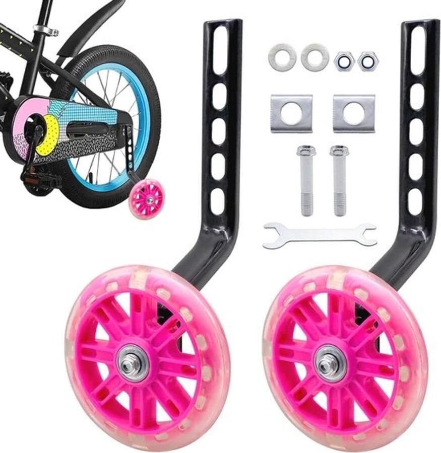 Steunwielen voor Kinderfietsen 12 14 16 18 20 Inch Roze - Foto 1