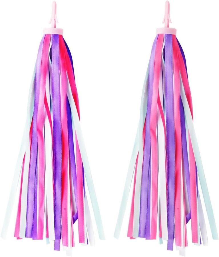 Stuurfranjes Kinderfiets Fietsdecoratie Meisjes Fiets Versieren Duurzaam Polyester 25 cm Paars-Roze