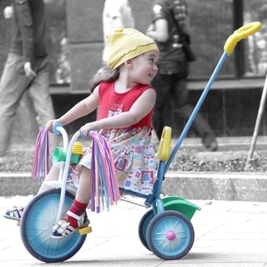 Stuurfranjes voor kinderfiets met streamerbandjes kinderen fietsaccessoires kleurrijk ontwerp paars roze blauw - Foto 3
