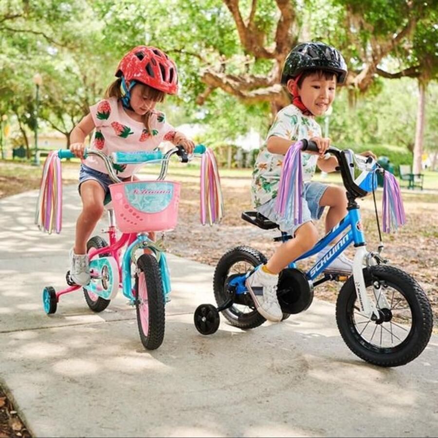 Stuurfranjes voor kinderfiets met streamerbandjes kinderen fietsaccessoires kleurrijk ontwerp paars roze blauw