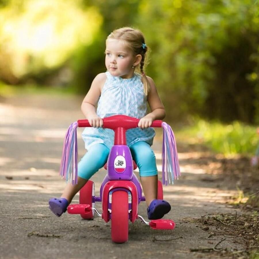 Stuurfranjes voor kinderfiets met streamerbandjes kinderen fietsaccessoires kleurrijk ontwerp paars roze blauw - Foto 2