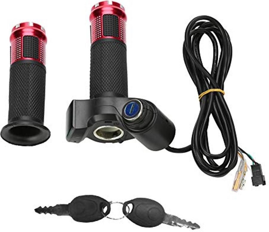 Stuurpen Gas Handvat 4 Kleuren Elektrische Fiets Twist Gas Handvat Elektrische Fiets Scooter Halve Pols Twist Gas Handvat met LED Toets Display Slaan (Kleur: Rood)