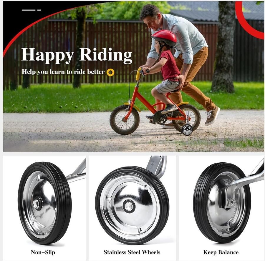 Support Wielen voor Fiets voor Kinderen Stabilisatoren voor Kinderfiets Hulpwielen voor Fiets Training Wielen voor 12 14 16 18 20 Inch Universeel Zilver